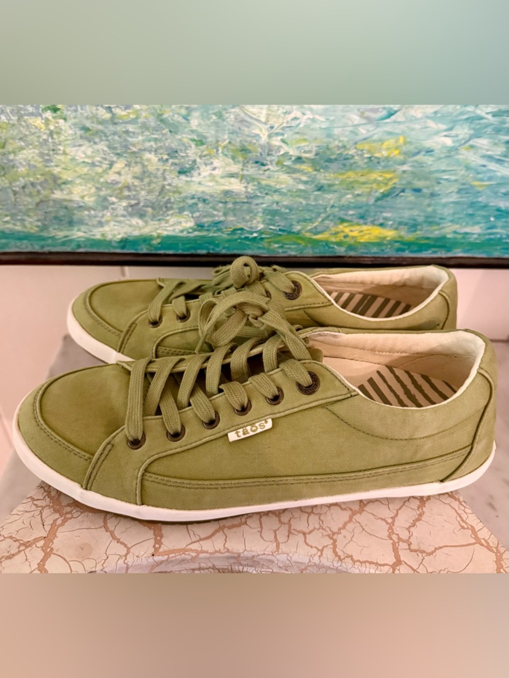Taos Footwear Moc Star 2 Olive Green Canvas Sneakers